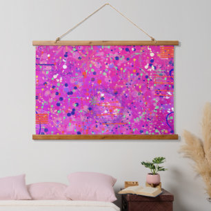 Magenta-Jubiläums-Abstract-Druck Wandteppich Mit Holzrahmen