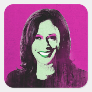 Magenta Kamala Harris Pop Art Quadratischer Aufkleber
