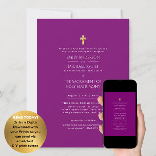 Magenta Katholic Nuptial Mass Wedding Einladung