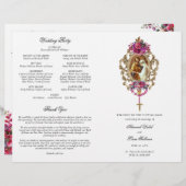 Magenta Katholic Wedding Mass Zeremonie Programm (Vorne/Hinten)