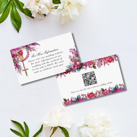 Magenta Katholic Wedding Website QR Enclosure Card Visitenkarte