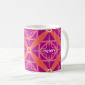 Magenta Key of Life Kaleidoskop Monogramm Kaffeetasse (VorderseiteRechts)