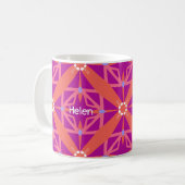 Magenta Key of Life Kaleidoskop Monogramm Kaffeetasse (Vorderseite Links)