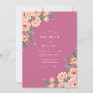 Magenta Korallen Hochzeit Einladung