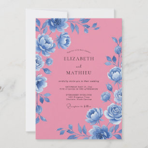 Magenta Kornblumenblüten-Hochzeit Einladung