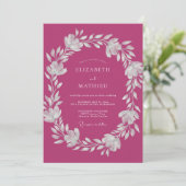 Magenta-Kranz-Hochzeit Einladung (Stehend Vorderseite)