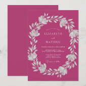 Magenta-Kranz-Hochzeit Einladung (Vorne/Hinten)