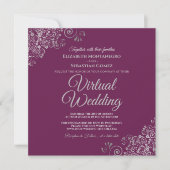 Magenta & Lacy Silver Elegantes Virtual Wedding Einladung (Vorderseite)