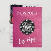Magenta Las Vegas Passport Save the Date (Vorne/Hinten)