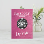 Magenta Las Vegas Passport Save the Date (Stehend Vorderseite)