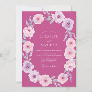 Magenta Lavendel Ranunculus Eukalyptus Hochzeit Einladung