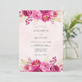 Magenta Lavish Spring Wedding Einladung (Stehend Vorderseite)