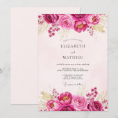 Magenta Lavish Spring Wedding Einladung (Vorne/Hinten)