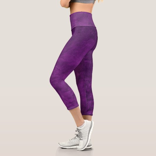 Magenta Leather Design Capri Leggings (Links)