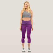 Magenta Leather Design Capri Leggings (Vorderseite)
