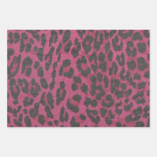 Magenta Leopard Geschenkpapier Set (Vorderseite)