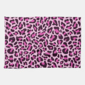 Magenta Leopard Print Retro Küchentuch (Horizontal)