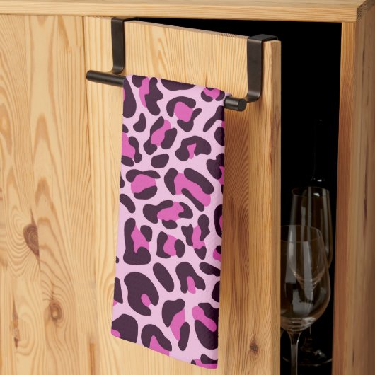 Magenta Leopard Print Retro Küchentuch (Drittel gefaltet)