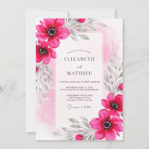 Magenta Leuchtende Botanische Hochzeit Einladung