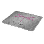 Magenta Libelle Damast Schneidebrett (Ecke)