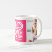 Magenta Liebe Marquee Valentine's Day Custom Foto Kaffeetasse (VorderseiteRechts)