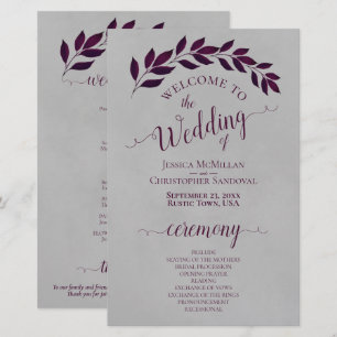 Magenta Lila Blätter Budget Hochzeitsprogramm