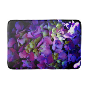 Magenta Lila-blaugelbe Hydrangeas-Blume Badematte
