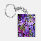 Magenta Lila-blaugelbe Hydrangeas-Blume Bridge Schlüsselanhänger (Vorderseite links)