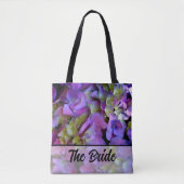 Magenta Lila-blaugelbe Hydrangeas-Blume Bridge Tasche (Vorderseite)