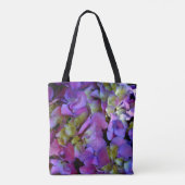 Magenta Lila-blaugelbe Hydrangeas-Blume Bridge Tasche (Rückseite)