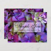Magenta Lila-blaugelbe Hydrangeas-Blume Dankeskarte (Vorne/Hinten)