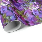 Magenta Lila-blaugelbe Hydrangeas-Blume Geschenkpapier (Rolleneckpunkt)