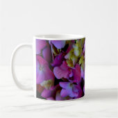 Magenta Lila-blaugelbe Hydrangeas-Blume Kaffeetasse (Links)