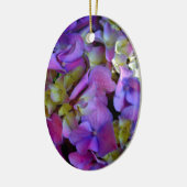 Magenta Lila-blaugelbe Hydrangeas-Blume Keramik Ornament (Links)