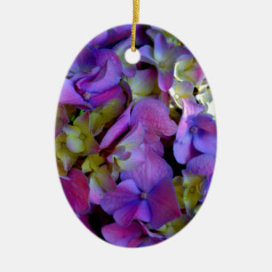 Magenta Lila-blaugelbe Hydrangeas-Blume Keramik Ornament