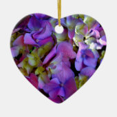 Magenta Lila-blaugelbe Hydrangeas-Blume Keramik Ornament (Vorne)