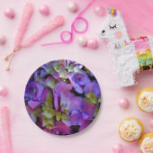 Magenta Lila-blaugelbe Hydrangeas-Blume Pappteller (Party)