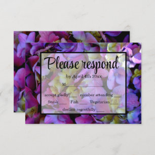 Magenta Lila-blaugelbe Hydrangeas Blume Tante RSVP Karte