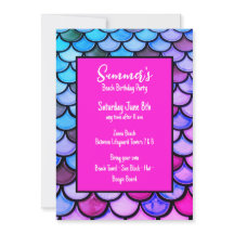 Magenta Lila Blue Mermaid Scales Beach Geburtstag