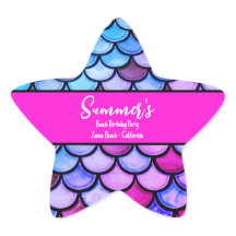 Magenta Lila Blue Mermaid Scales Beach Geburtstag