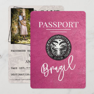 Magenta Lila Brasilien Reisepass Save The Date