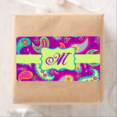 Magenta Lila Green Modern Paisley Monogram (Insitu)