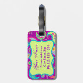 Magenta Lila Green Modern Paisley Monogram Gepäckanhänger (Rückseite vertikal)