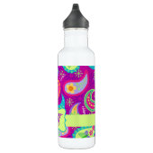 Magenta Lila Green Modern Paisley Monogram Trinkflasche (Rechts)