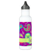 Magenta Lila Green Modern Paisley Monogram Trinkflasche (Links)