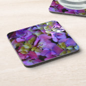 Magenta Lila Hydrangeas Lila-gelb Getränkeuntersetzer (Linke Seite)