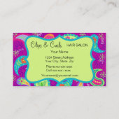 Magenta Lila Lime Green Modern Paisley Pattern Visitenkarte (Rückseite)