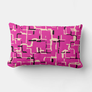 Magenta Lila Pink Gelb Schwarzes modernes Muster Lendenkissen