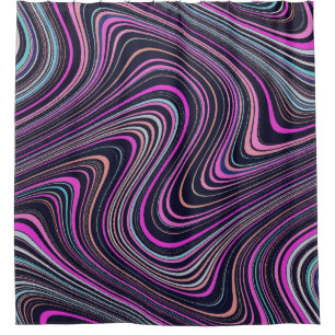 Magenta Lila Pink Navy Muster Duschvorhang
