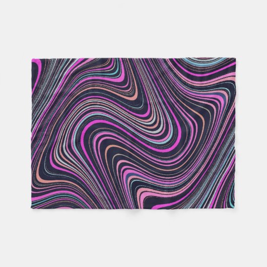 Magenta Lila Pink Navy Muster Fleecedecke (Vorderseite (Horizontal))